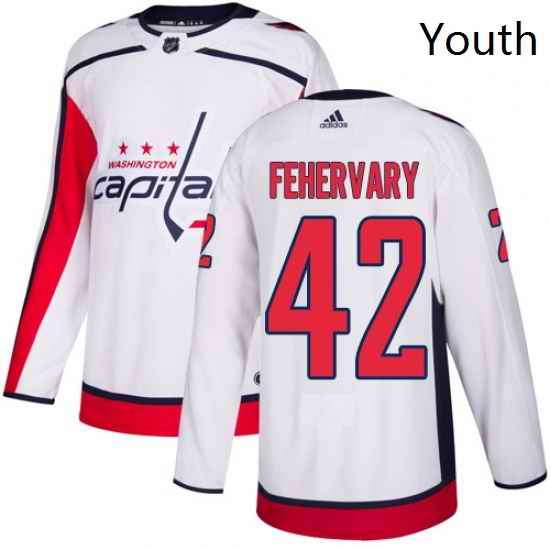 Youth Adidas Washington Capitals 42 Martin Fehervary Authentic White Away NHL Jersey